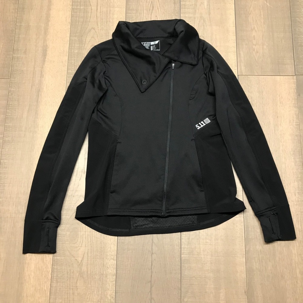 5.11 Tactical Jacket Womens Size M Black Kinetic‎ Full Zip Cowl Neck Lightweight